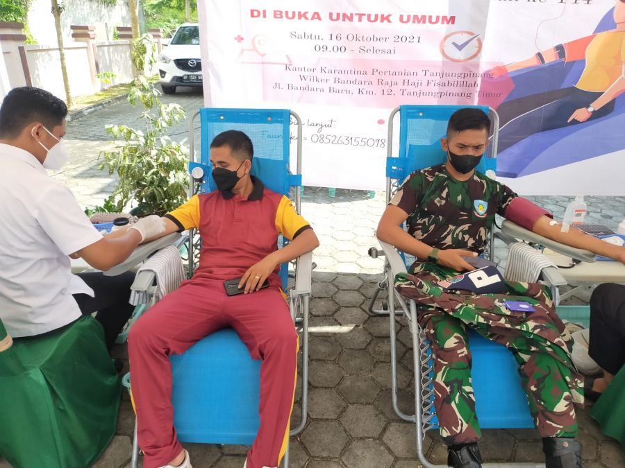 Jajaran Polres Bintan Lakukan Donor Darah di Hari Karantina Pertanian Ke 144 Tahun
