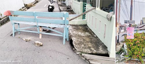Jalan Al-Hidayah Bukit Senang Amblas, Warga Pasang Barikade Darurat