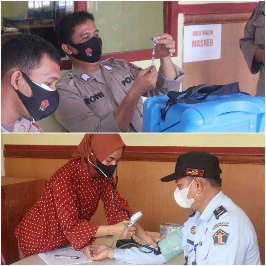 Kolaborasi Lapas Narkotika Tanjungpinang Bersama Polres Bintan Lakukan Vaksinasi Booster