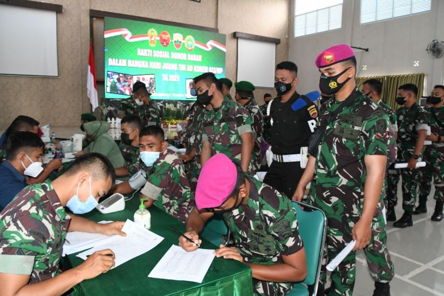Peringati Hari Juang TNI AD di Makorem 033/WP Gelar Donor Darah
