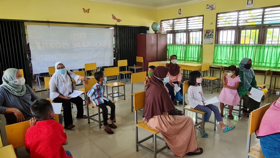 Serbuan Vaksinasi Lanud RHF Menyusuri Sekolah Dasar di Kota Tanjungpinang