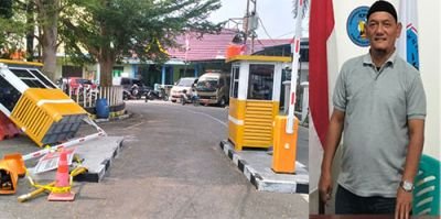 kerusakan-akibat-kecelakaan-tunggal-gate-keluar-parkir-pelabuhan-karimun-belum-dibersihkan